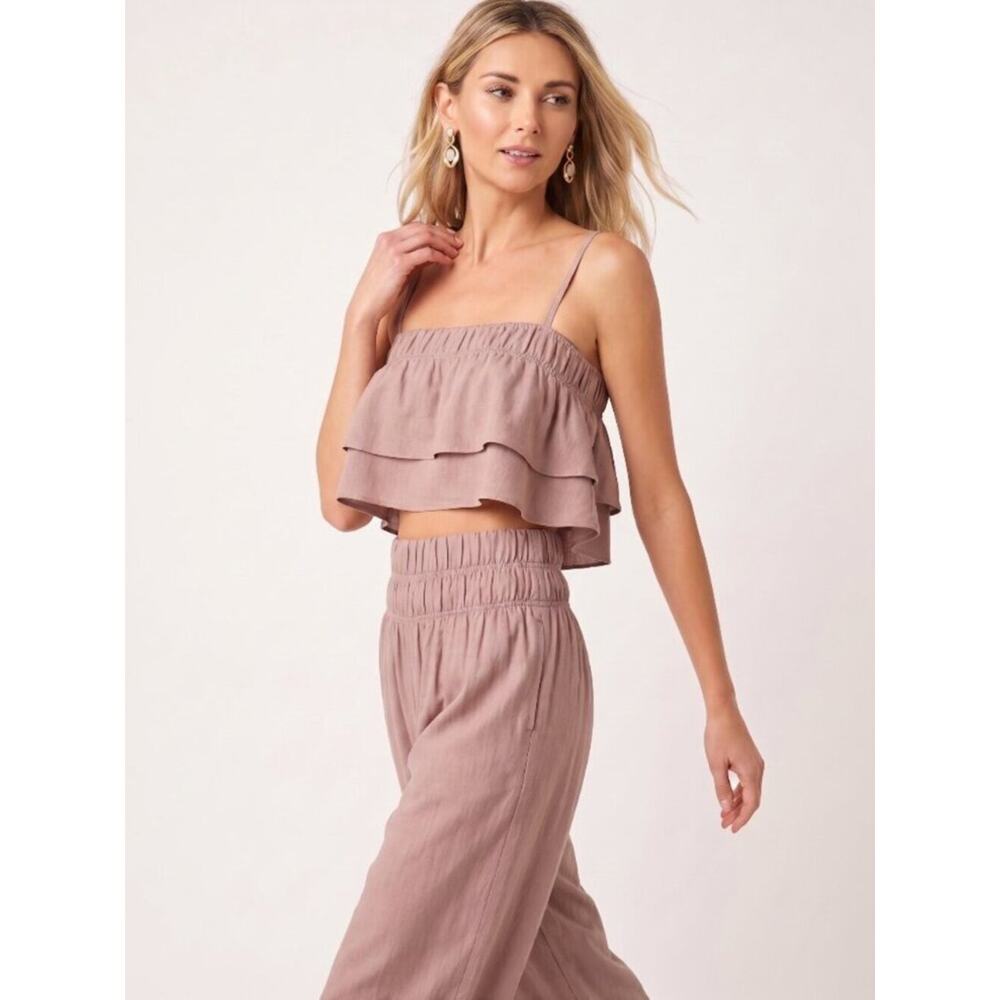 Tularosa Stella Mauve Tiered Crop Top Chiffon M NWT